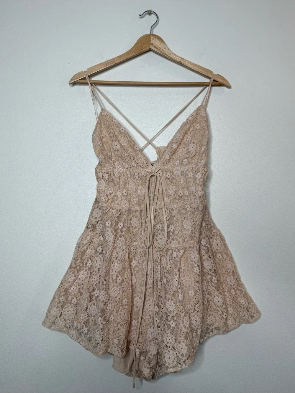 Free People Lexi Lace Romper blush pink small Coastal Cowgirl Western Festival